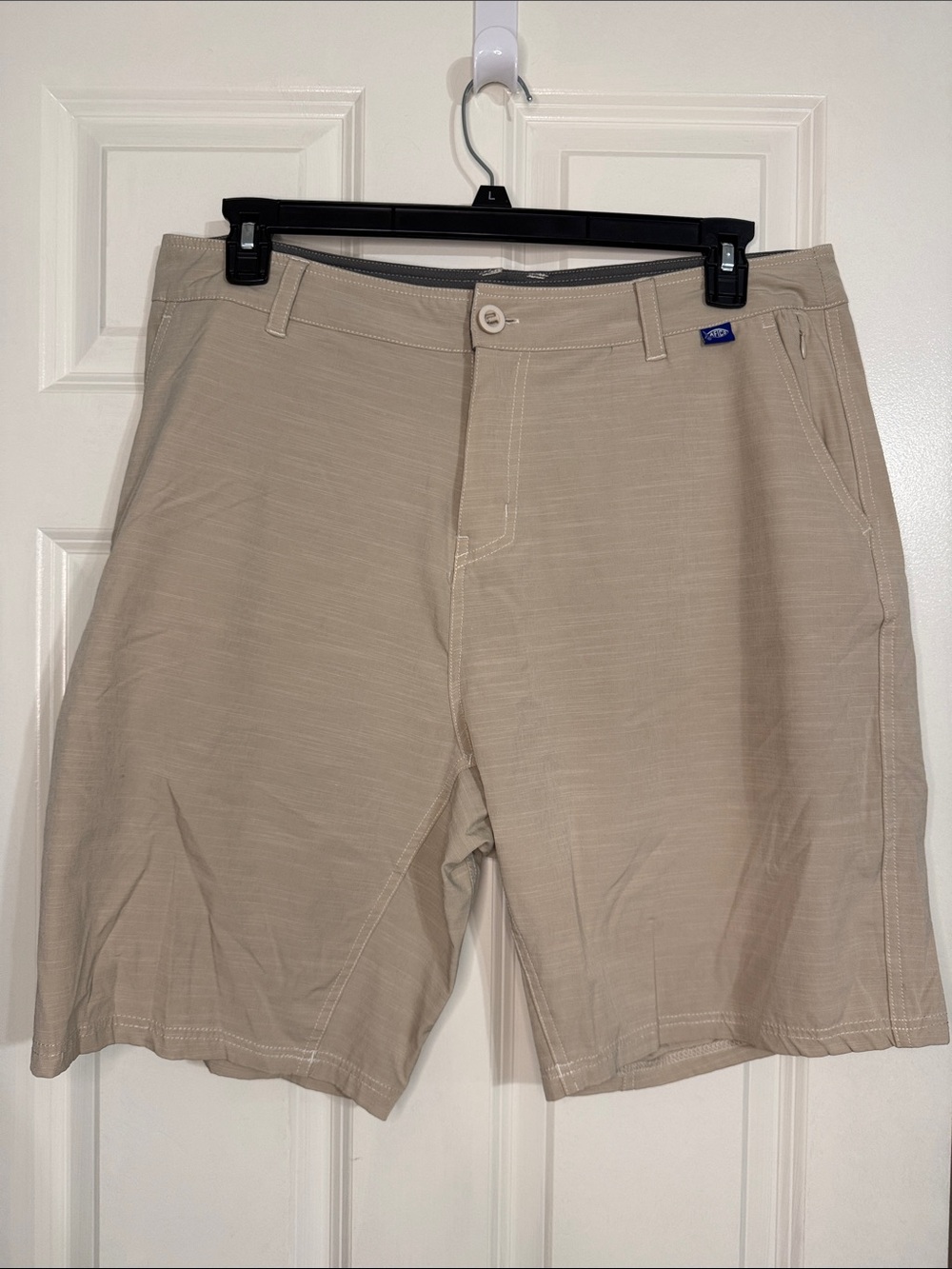 AFTCO Men's Flat-Front Shorts in Light Khaki